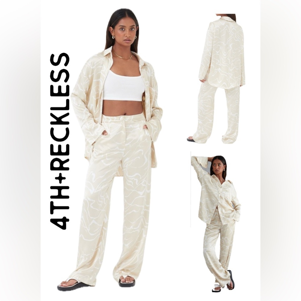 KT NWT 4th & Reckless Satin Trousers & Shirt – Norma Size S